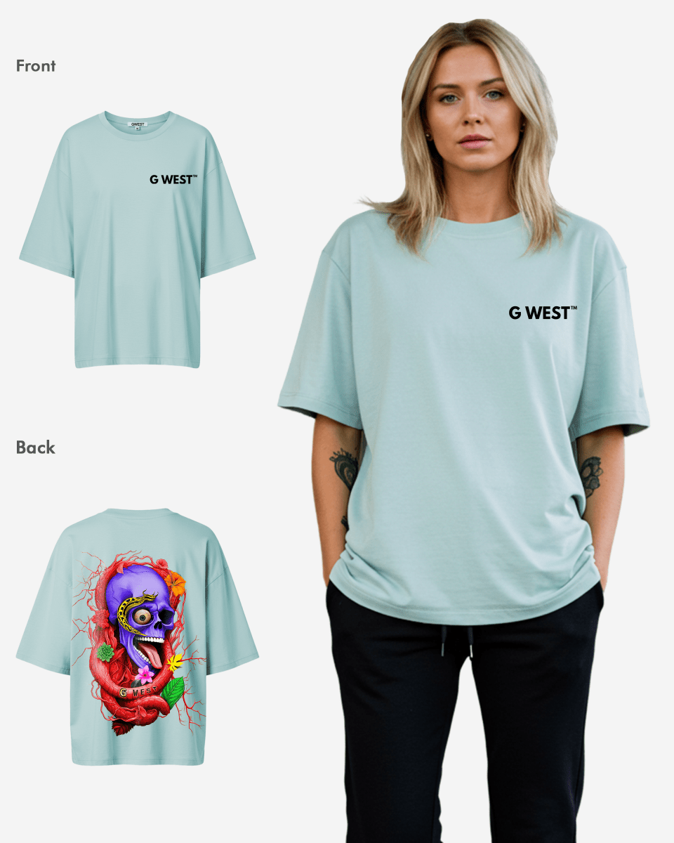 G West Oversized Premium Snake Skull T-Shirt - WOMEN