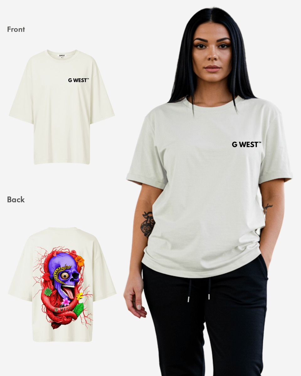 G West Oversized Premium Snake Skull T-Shirt - WOMEN