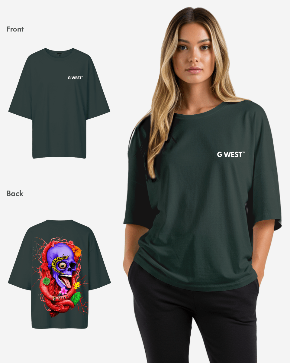 G West Oversized Premium Snake Skull T-Shirt - WOMEN