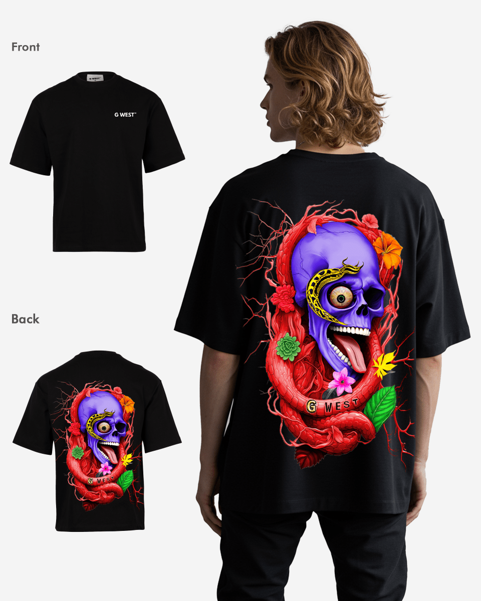 G WEST OVERSIZED PREMIUM SNAKE SKULL T-SHIRT