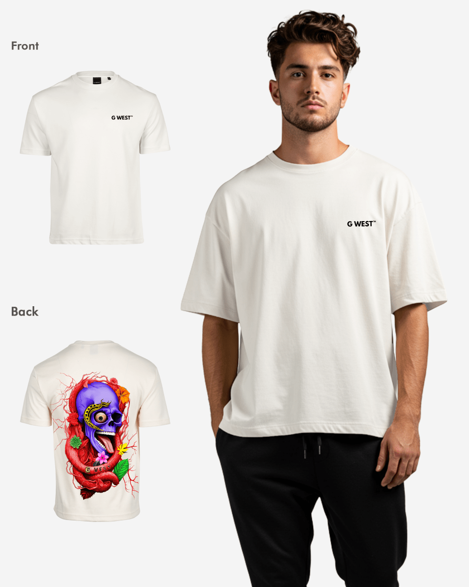 G WEST OVERSIZED PREMIUM SNAKE SKULL T-SHIRT