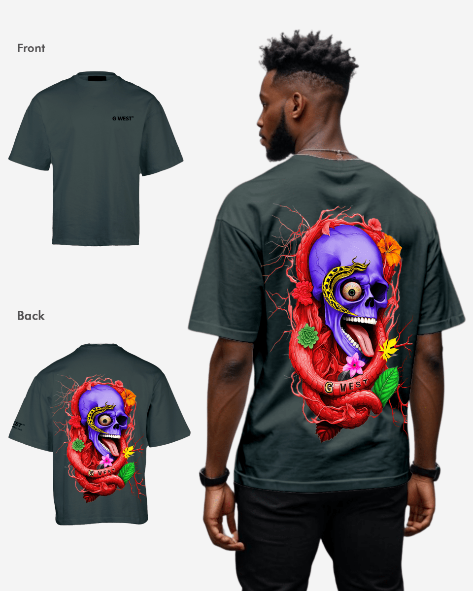 G WEST OVERSIZED PREMIUM SNAKE SKULL T-SHIRT