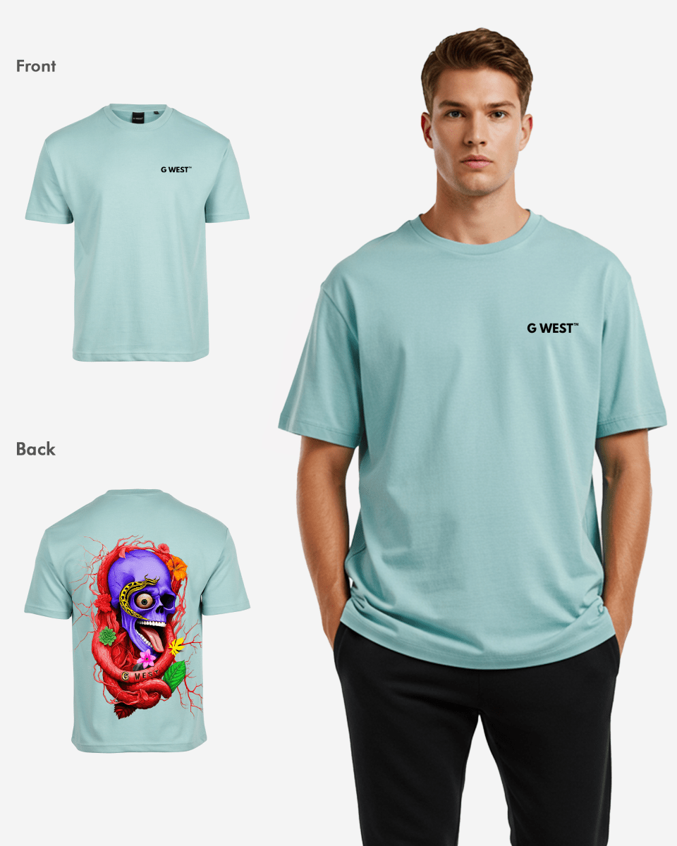 G WEST OVERSIZED PREMIUM SNAKE SKULL T-SHIRT