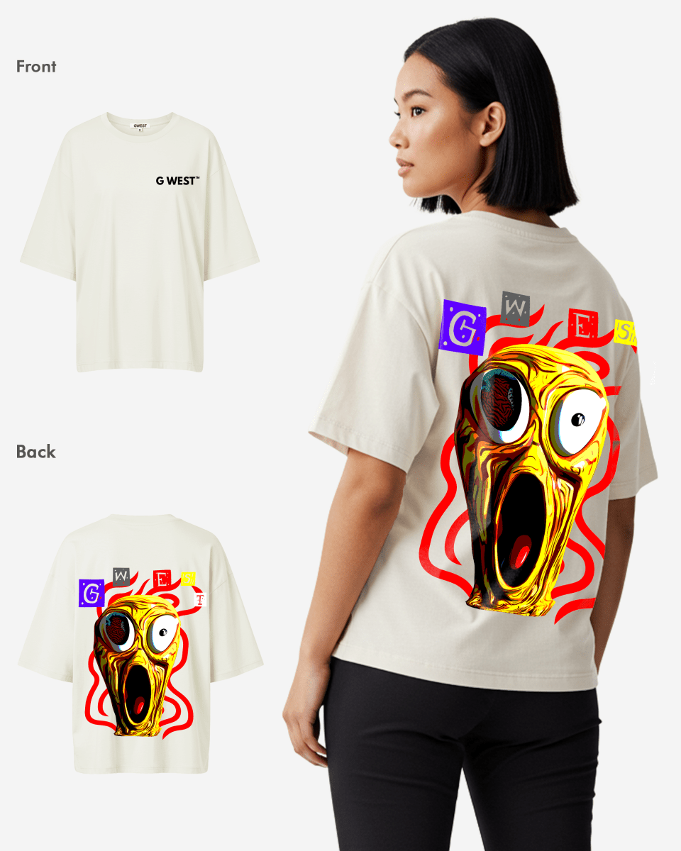 G West Oversized Premium T Shirt Scary Face - WOMEN