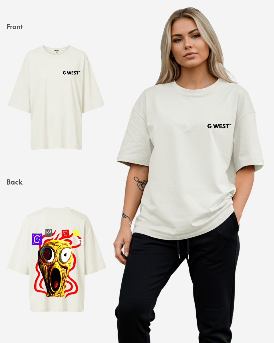 G West Oversized Premium T Shirt Scary Face - WOMEN