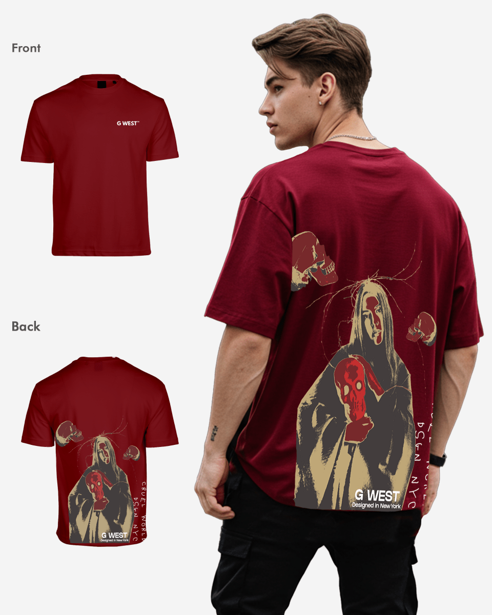 G West Oversized Red Skull Tee