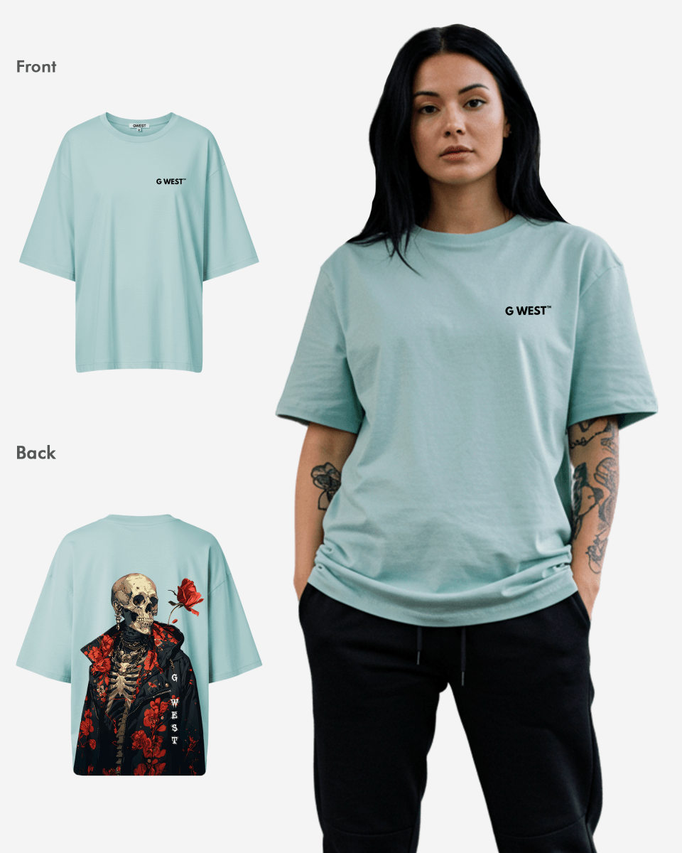G West Oversized Skull & Rose T Shirt -WOMEN