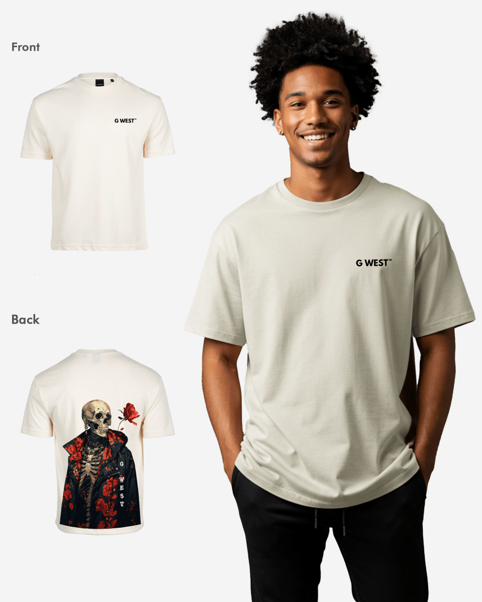 G West Oversized Skull & Rose T Shirt
