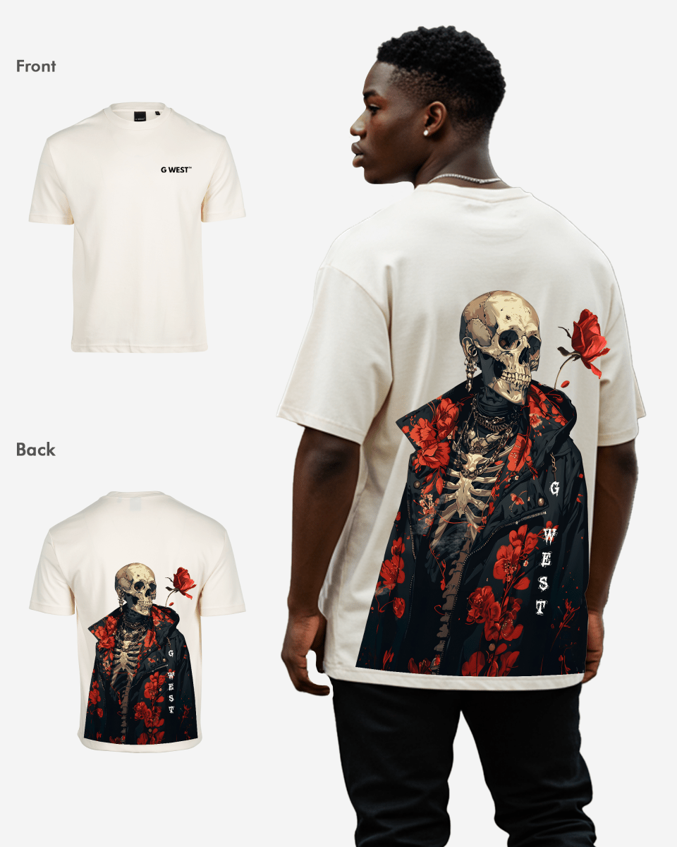 G West Oversized Skull & Rose T Shirt