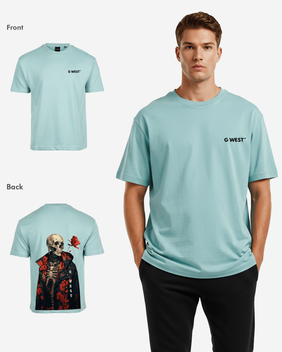 G West Oversized Skull & Rose T Shirt