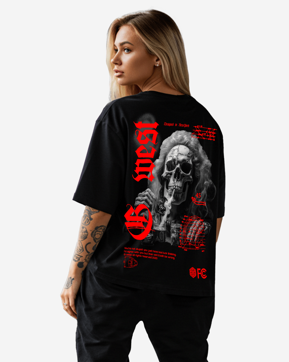 G West Oversized Smoke Skull Tee - Women