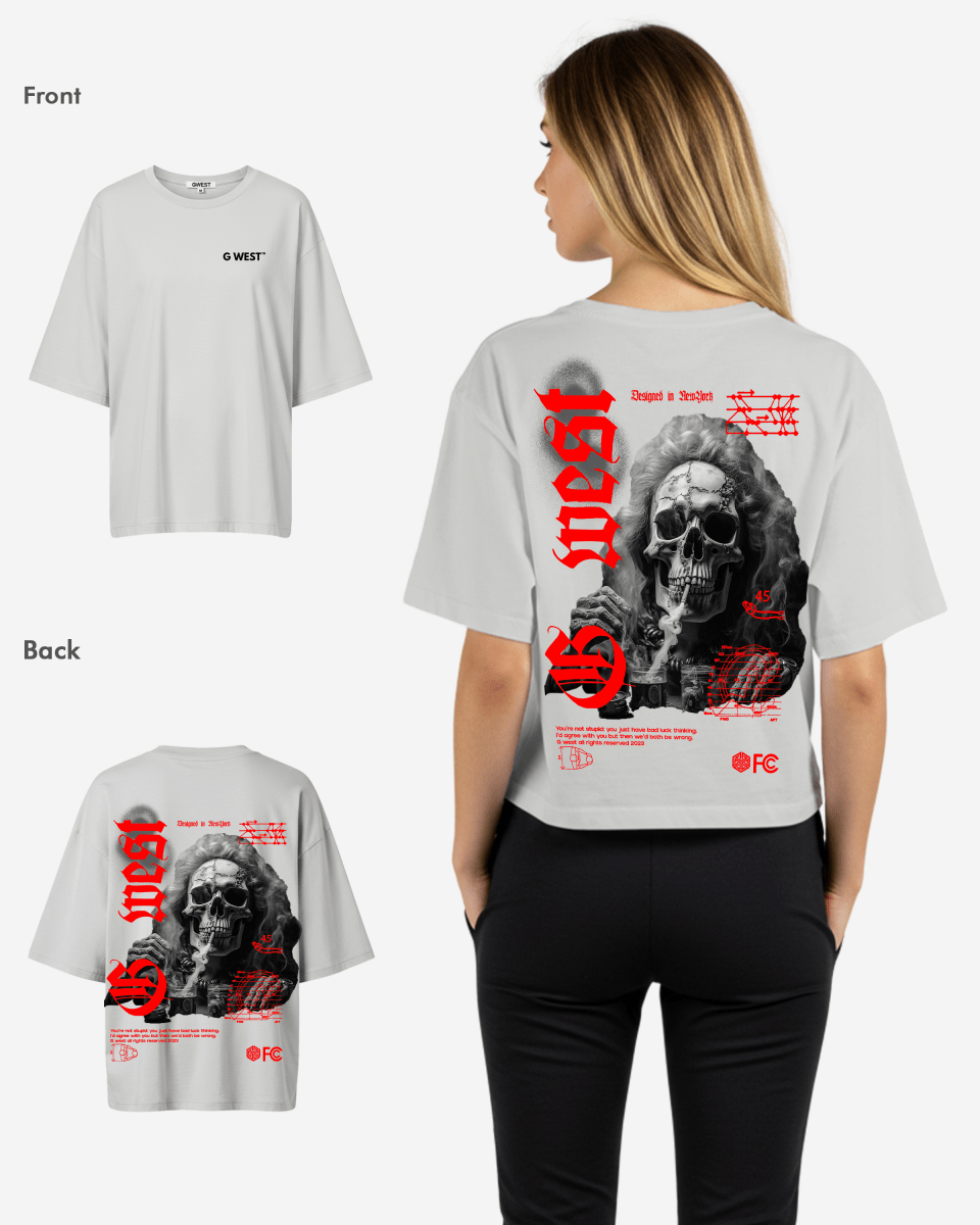 G West Oversized Smoke Skull Tee - Women