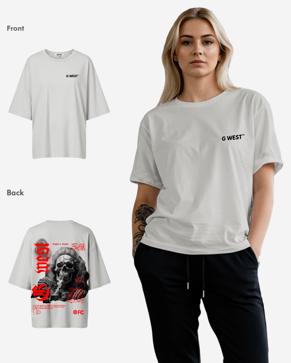G West Oversized Smoke Skull Tee - Women
