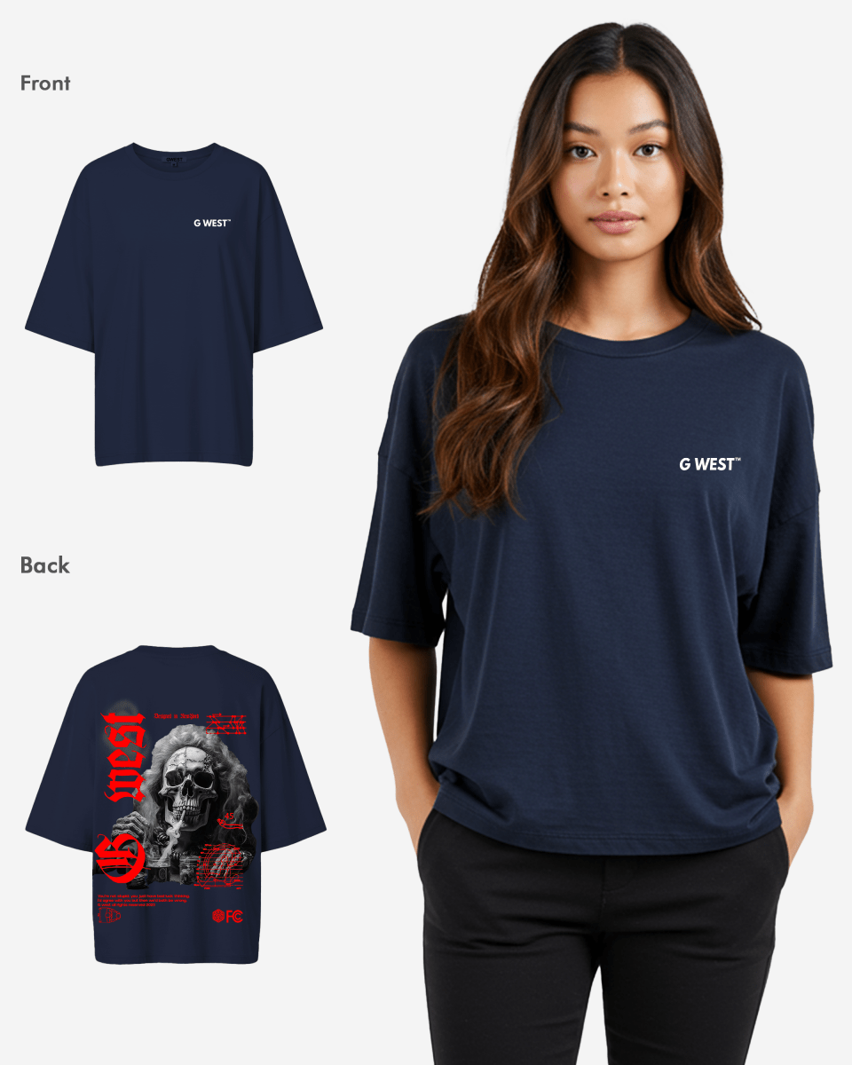 G West Oversized Smoke Skull Tee - Women