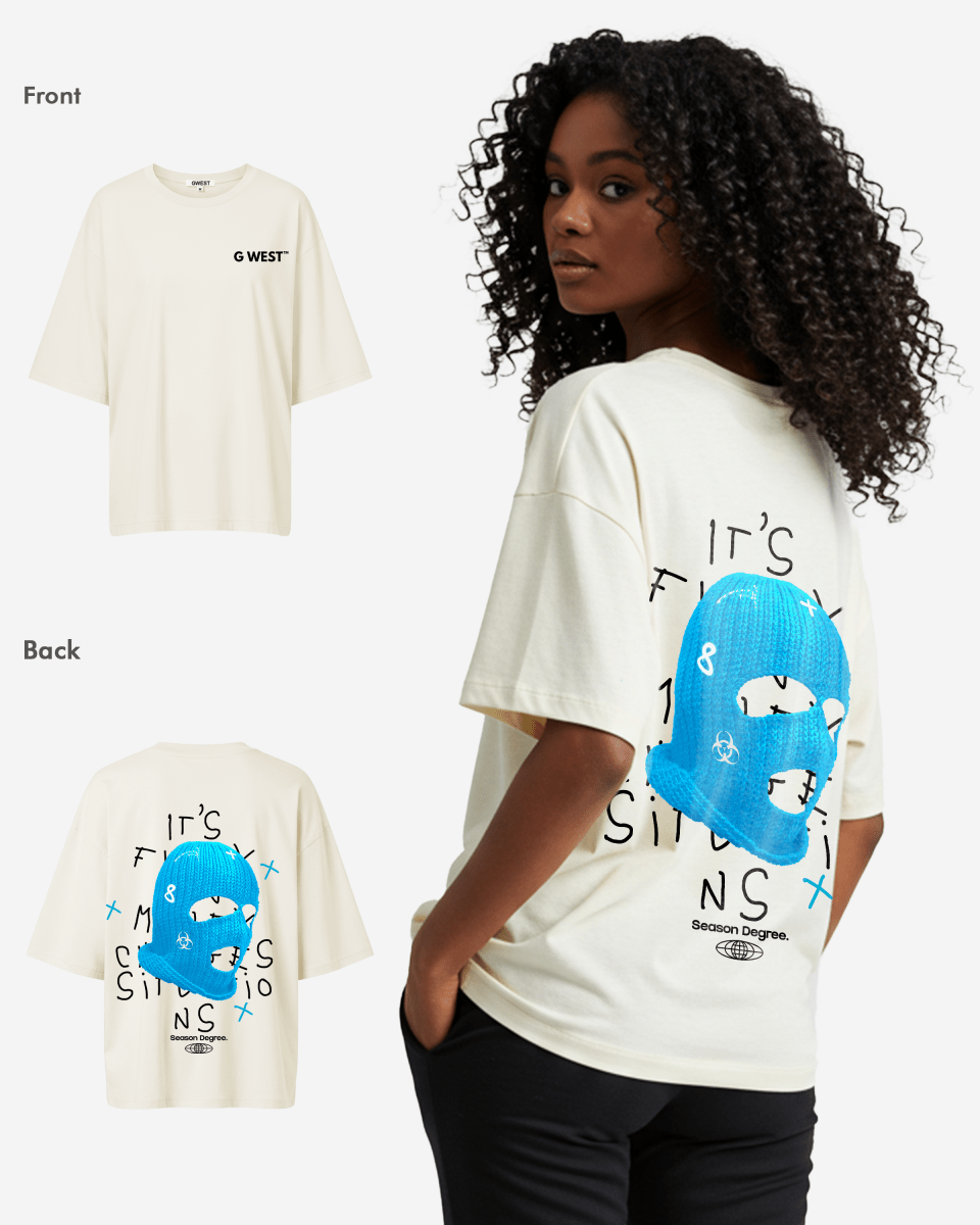 G West Oversized True Blue Ski Mask Oversized Tee -WOMEN