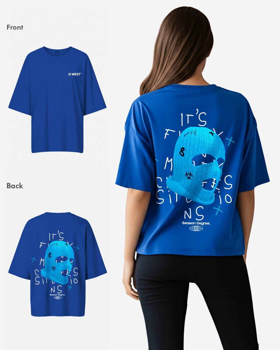 G West Oversized True Blue Ski Mask Oversized Tee -WOMEN