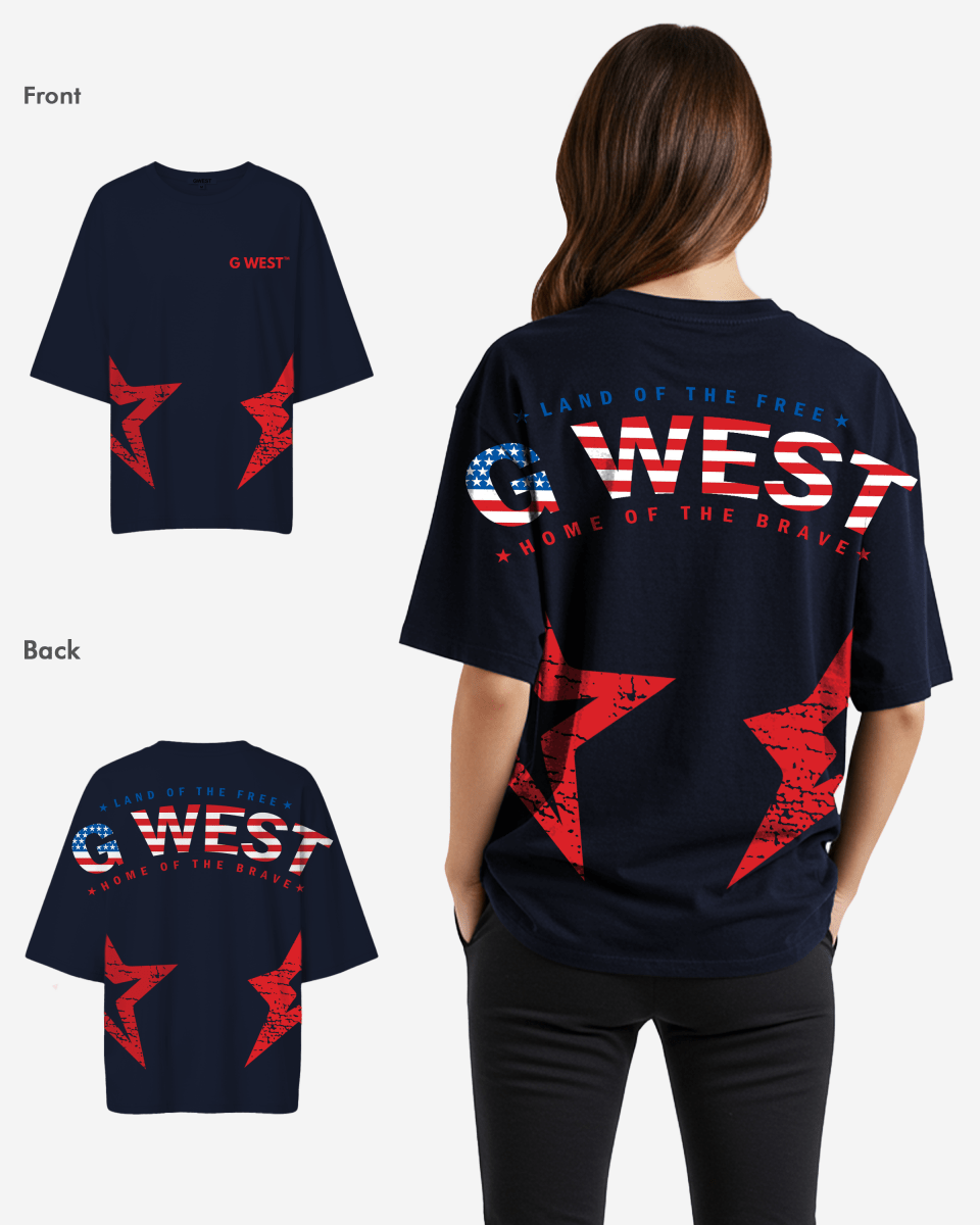 G West Oversized Usa Flag Arch Logo Tee - WOMEN