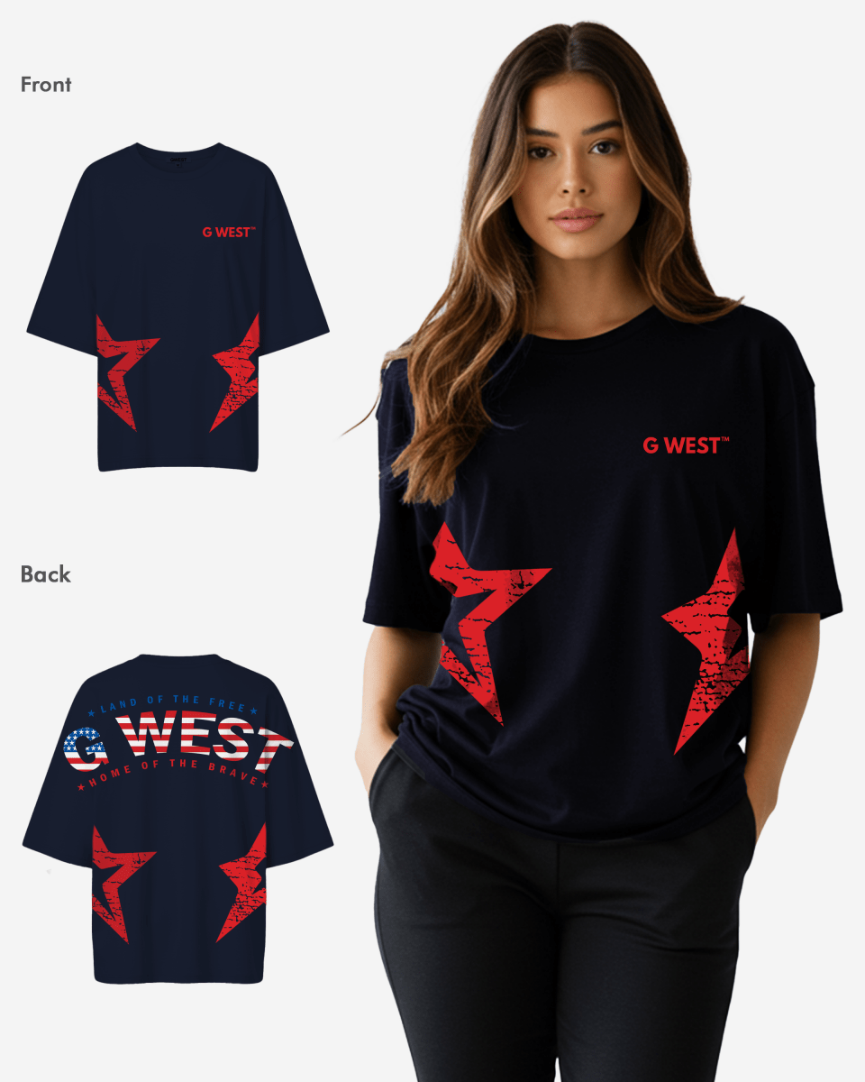 G West Oversized Usa Flag Arch Logo Tee - WOMEN