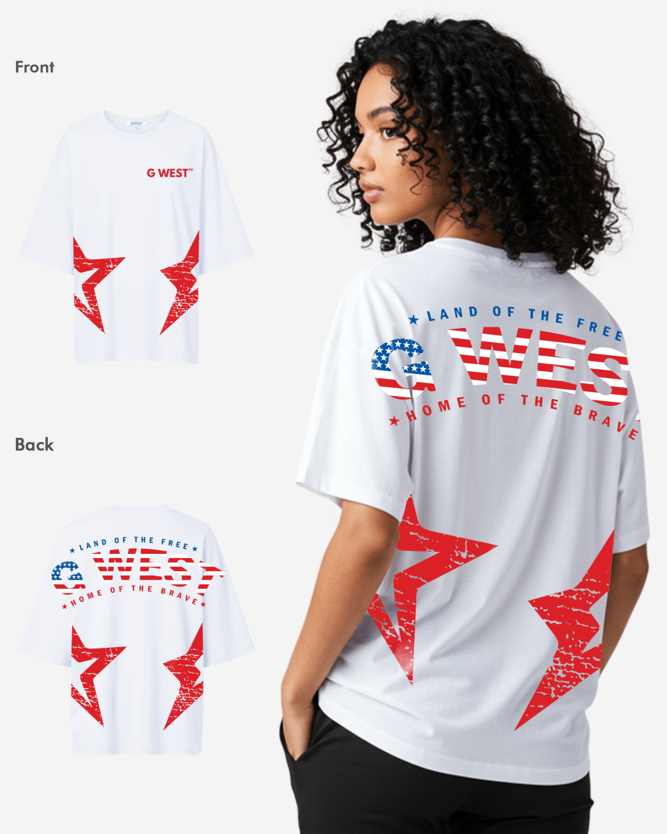 G West Oversized Usa Flag Arch Logo Tee - WOMEN