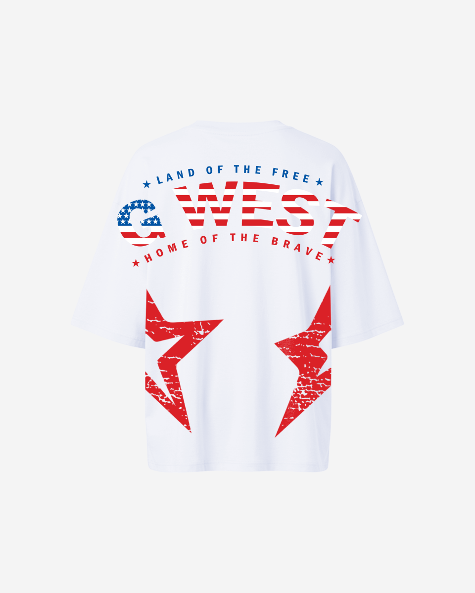 G West Oversized Usa Flag Arch Logo Tee - WOMEN
