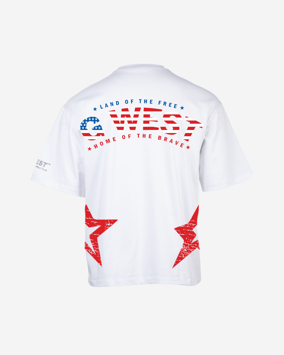 G West Oversized Usa Flag Arch Logo Tee