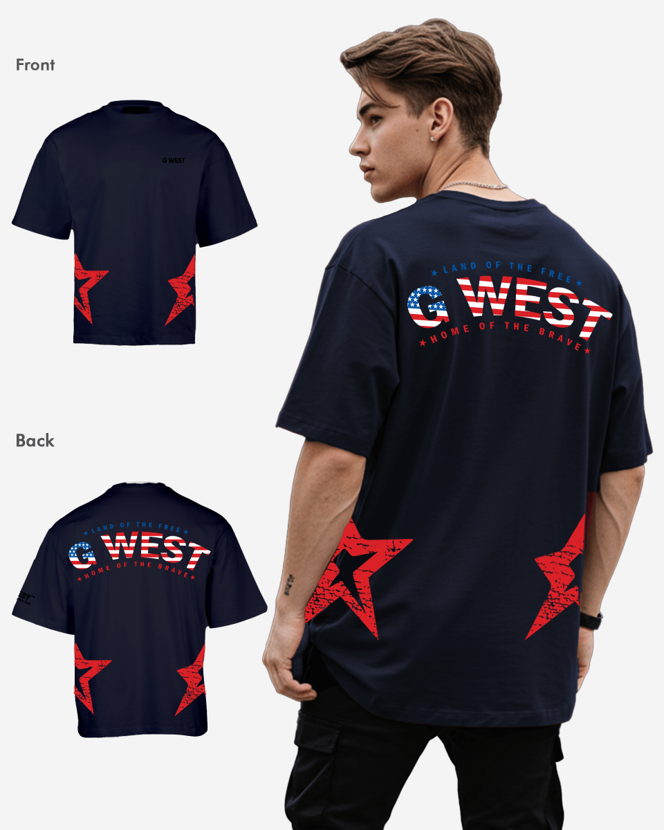 G West Oversized Usa Flag Arch Logo Tee