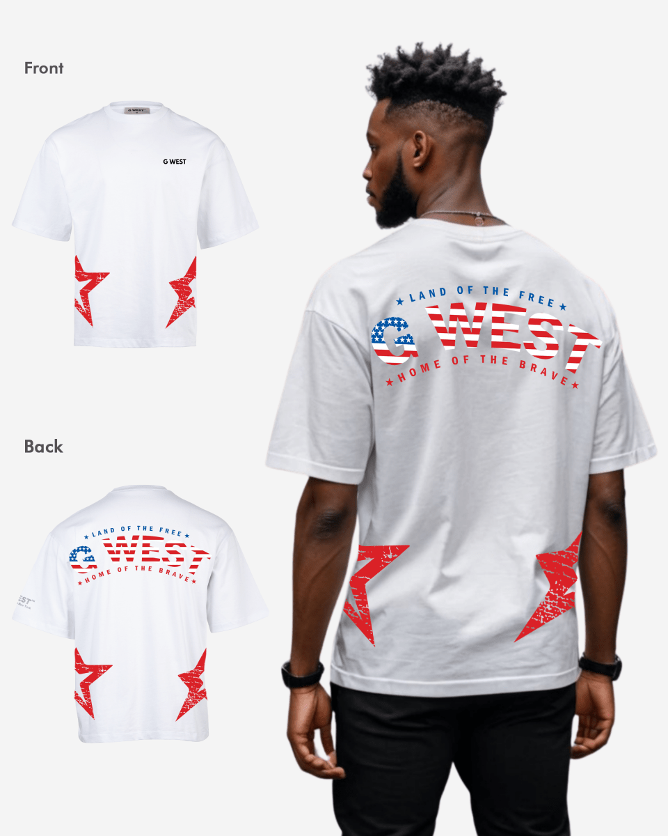 G West Oversized Usa Flag Arch Logo Tee