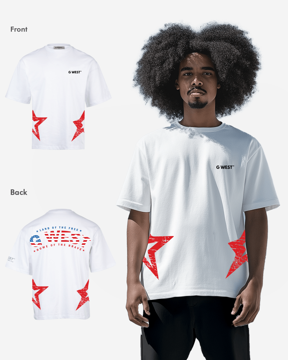 G West Oversized Usa Flag Arch Logo Tee