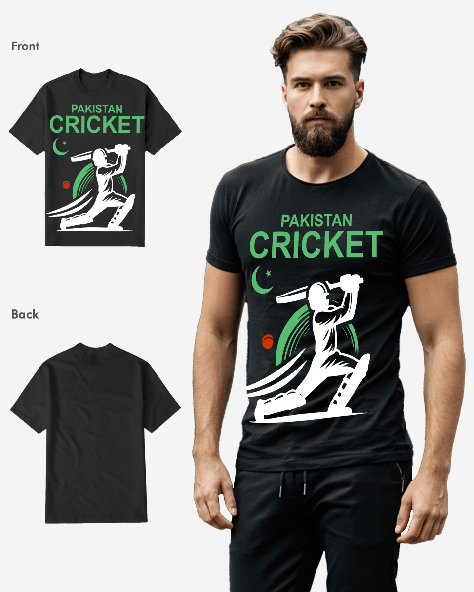 G West Pakistan Cricket Black T-Shirt