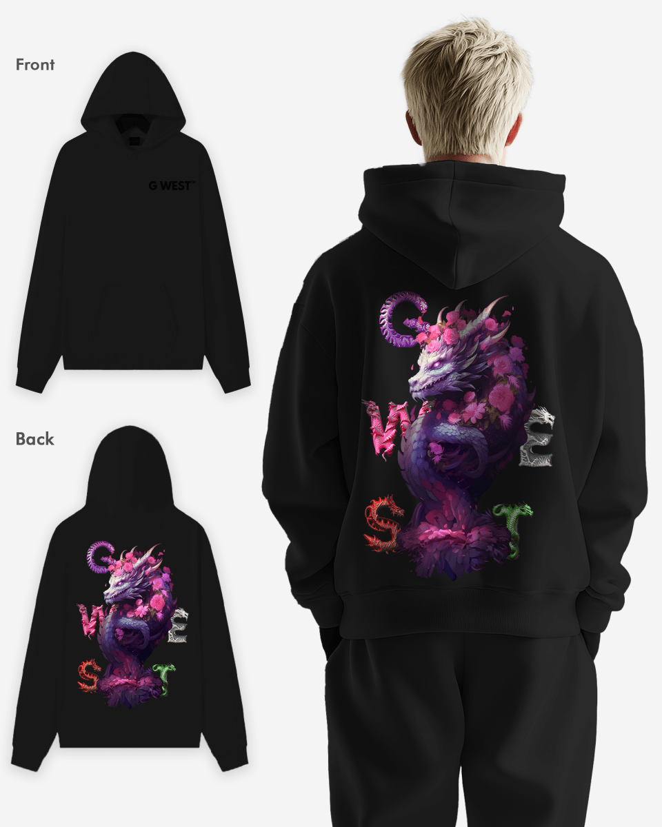 G West Purple Dragon Heavy Premium Oversize Hoodie
