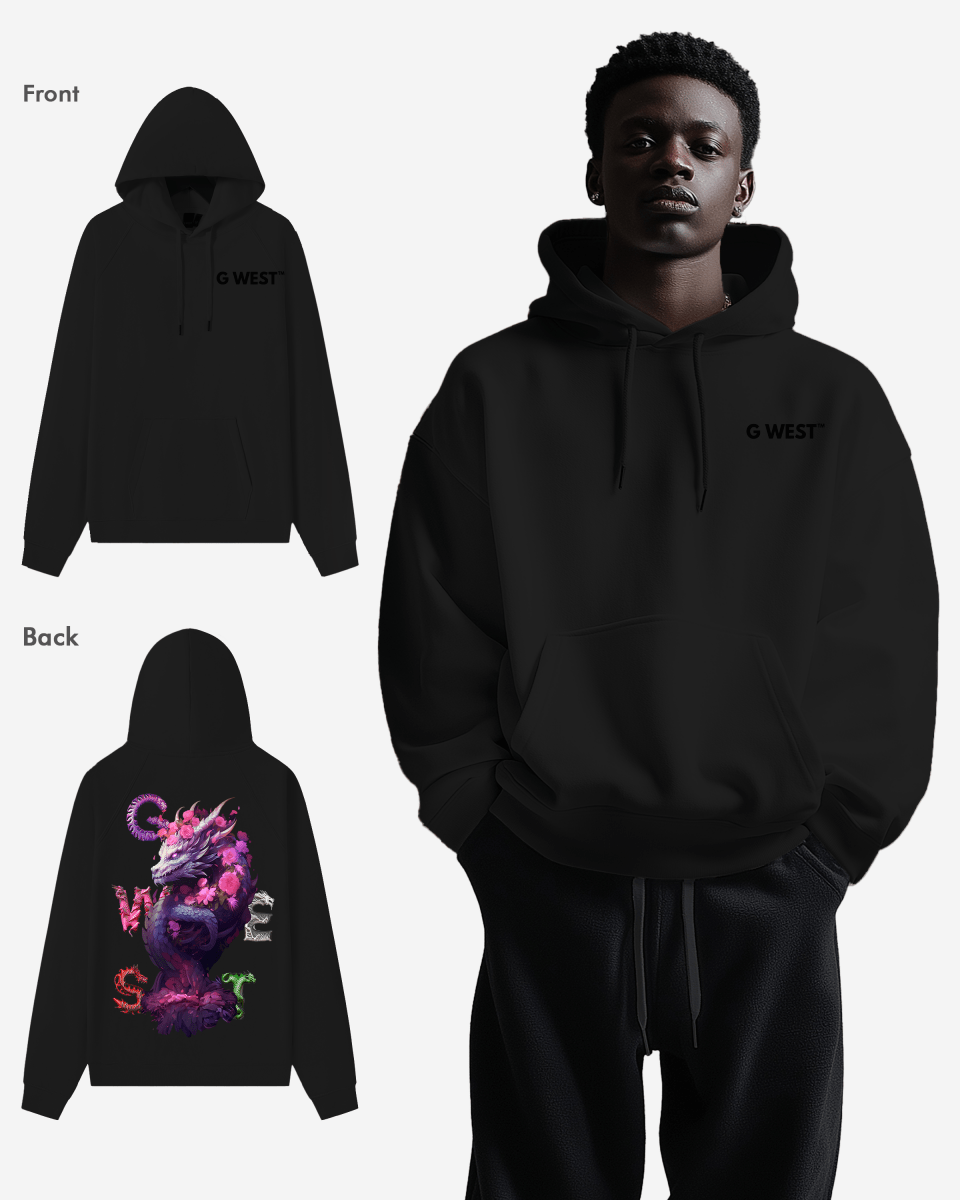 G West Purple Dragon Heavy Premium Oversize Hoodie