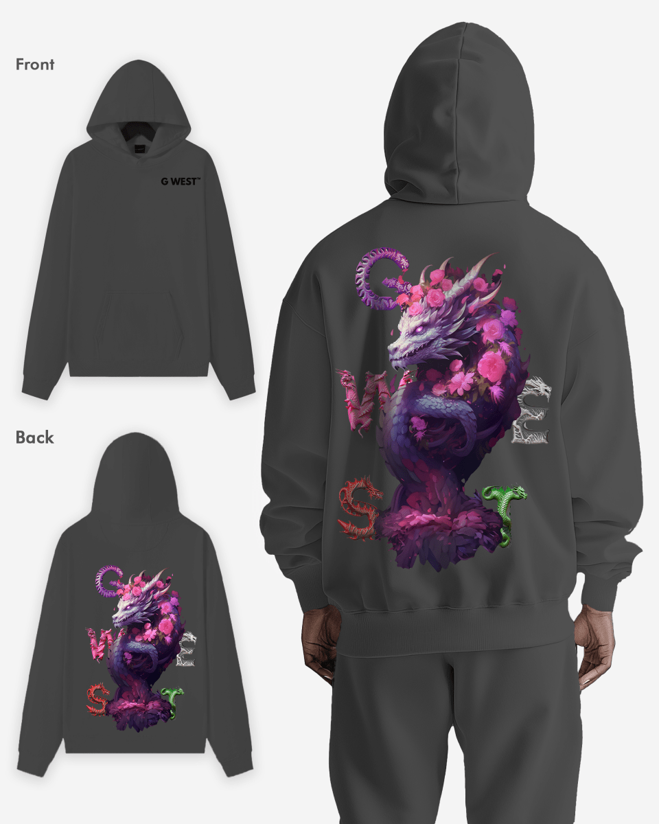G West Purple Dragon Heavy Premium Oversize Hoodie