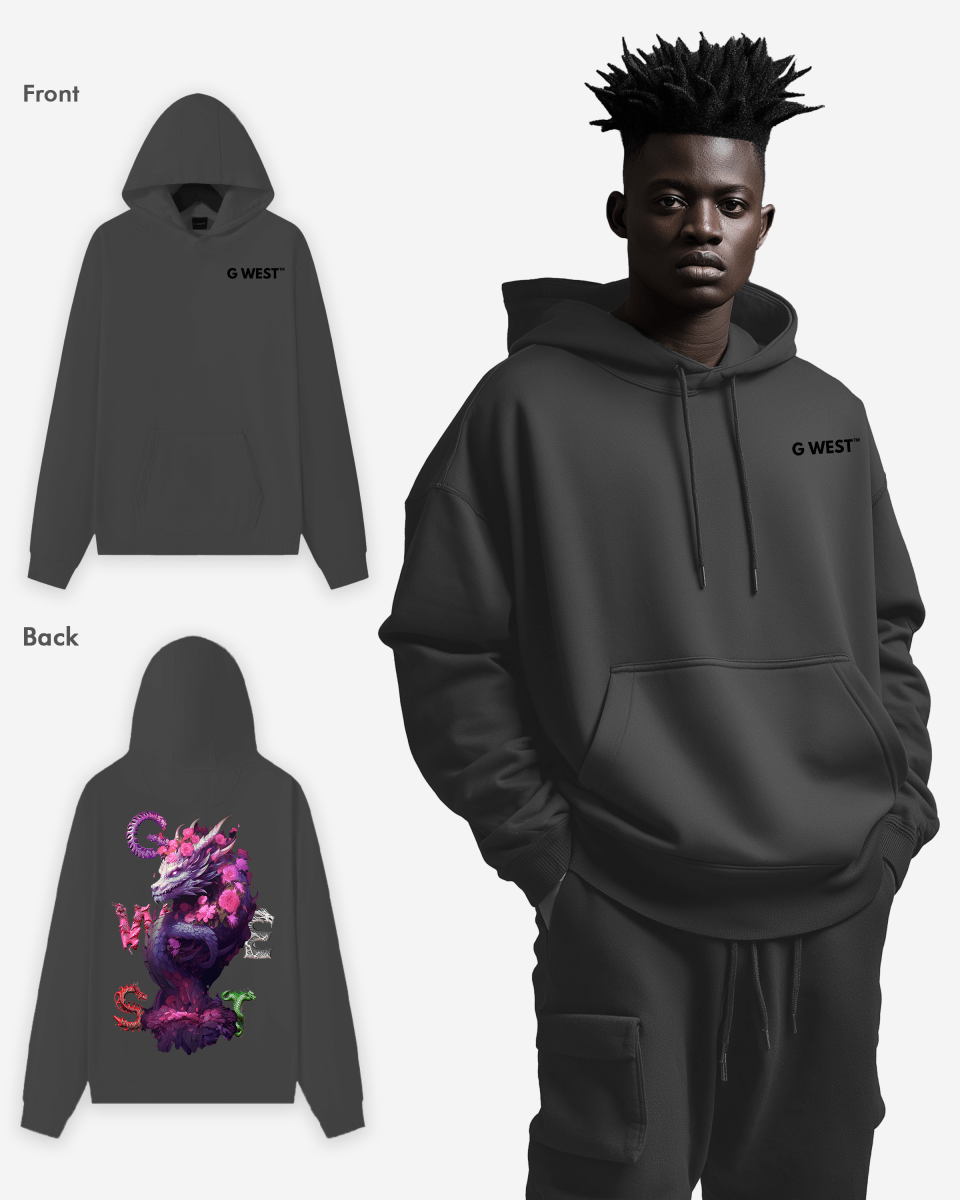 G West Purple Dragon Heavy Premium Oversize Hoodie
