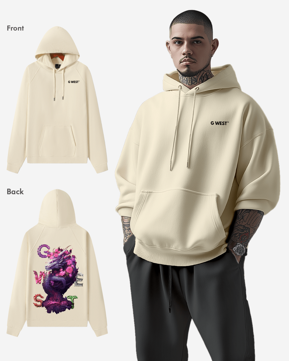 G West Purple Dragon Heavy Premium Oversize Hoodie