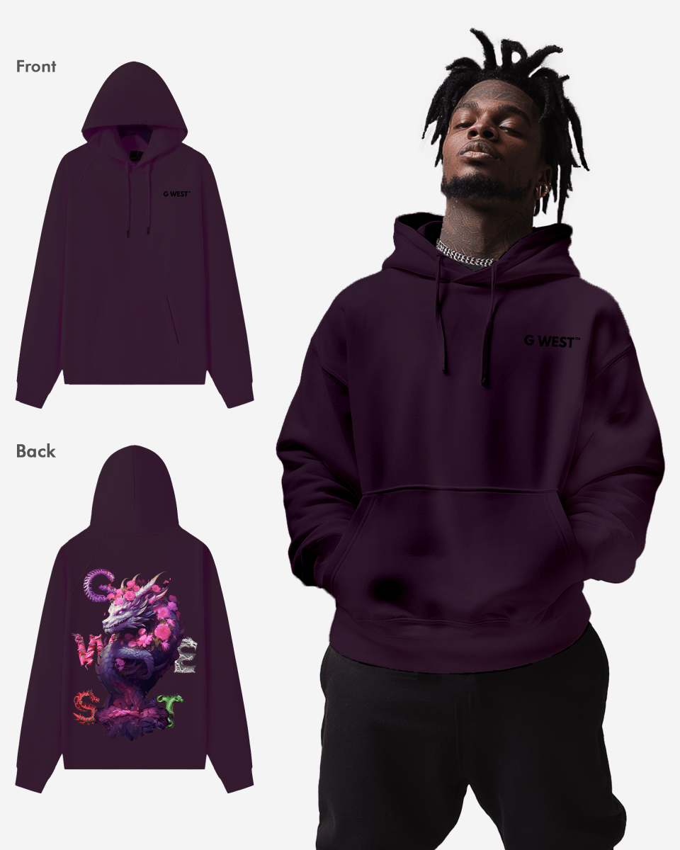 G West Purple Dragon Heavy Premium Oversize Hoodie