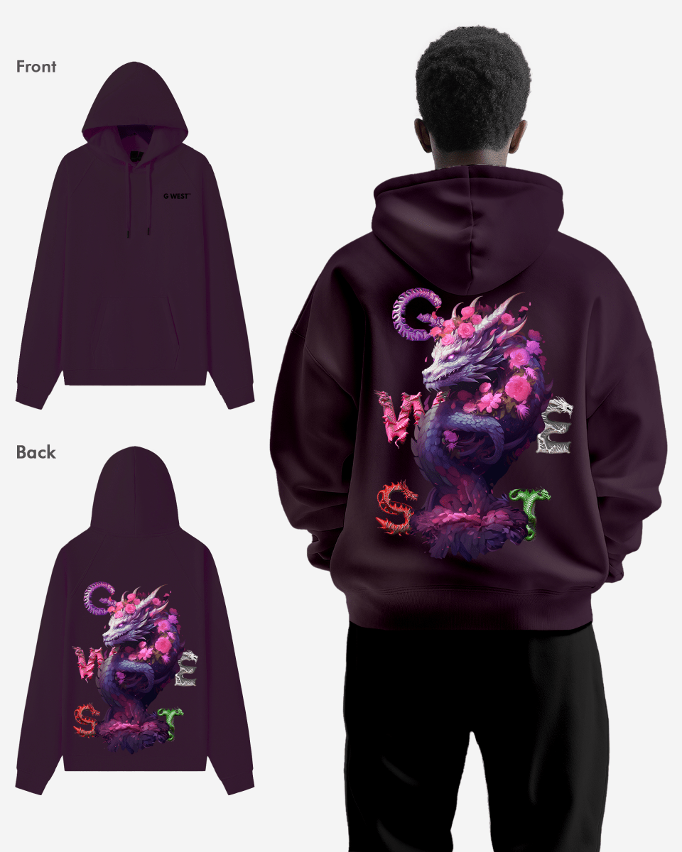 G West Purple Dragon Heavy Premium Oversize Hoodie