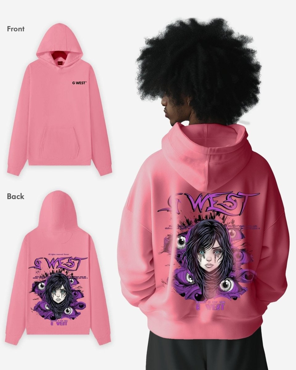 G West Purple Eye Black Oversize Hoodie
