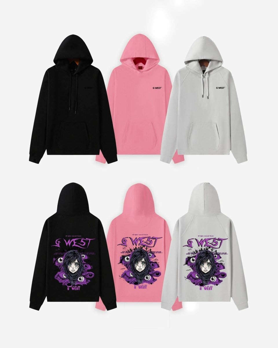 G West Purple Eye Black Oversize Hoodie