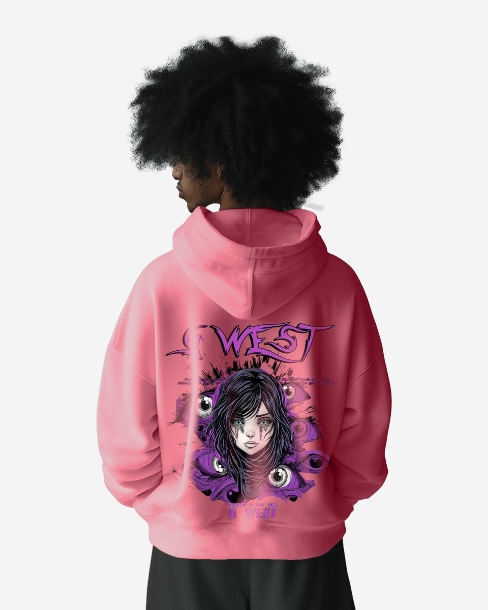 G West Purple Eye Black Oversize Hoodie