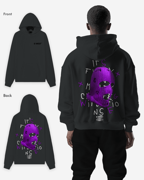 G West Purple Ski Mask Heavy Premium Oversized Hoodie