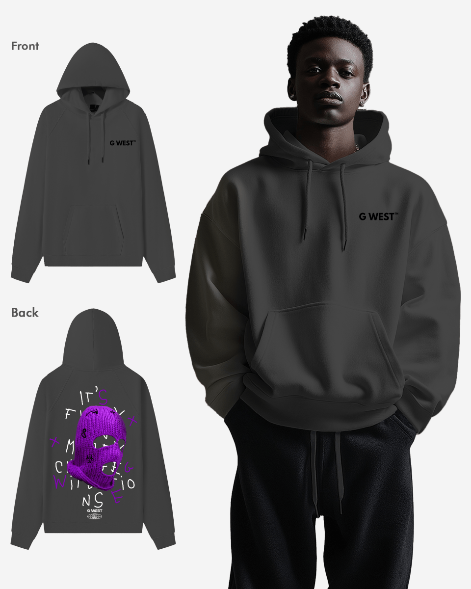 G West Purple Ski Mask Heavy Premium Oversized Hoodie