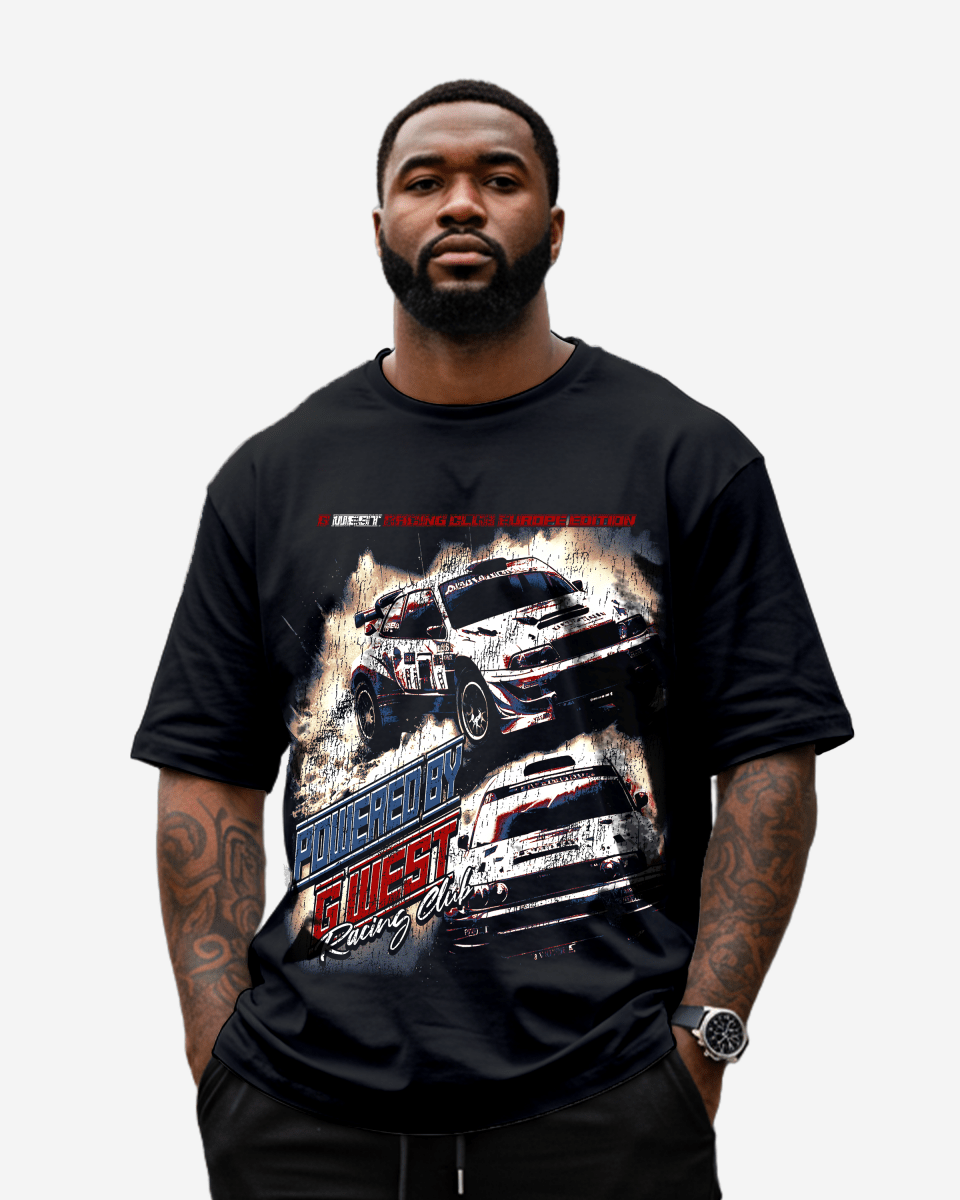 G West Racing Club Double Hit Black Tee Big and Tall