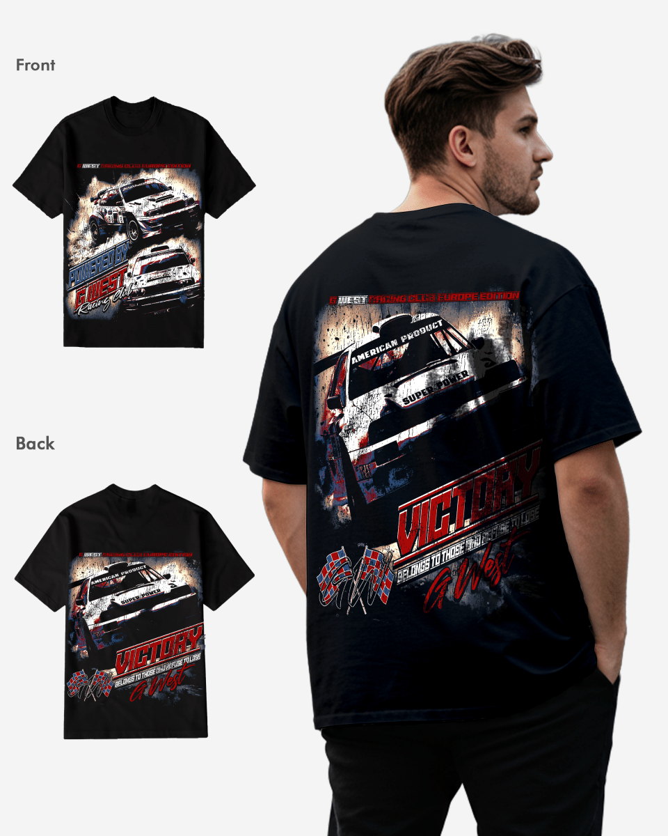 G West Racing Club Double Hit Black Tee Big and Tall