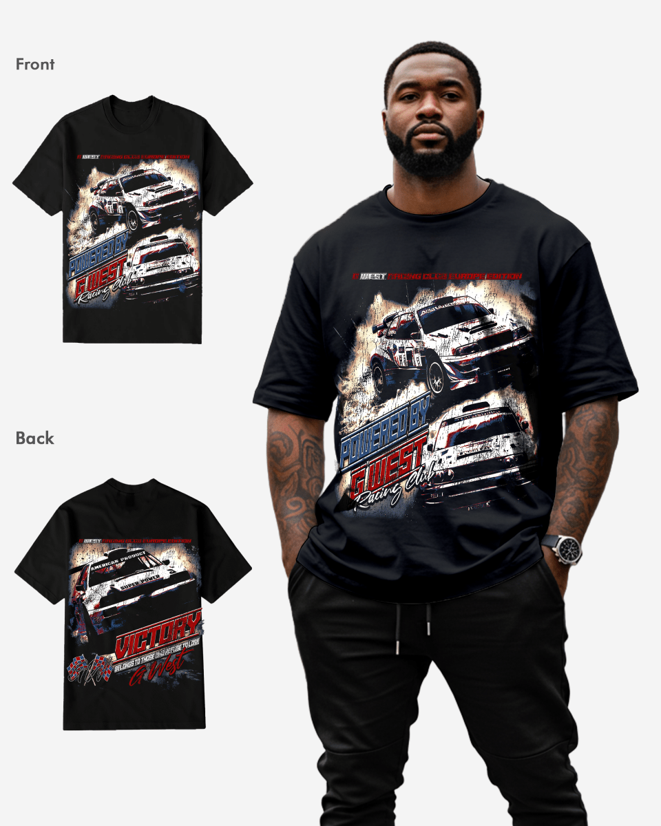 G West Racing Club Double Hit Black Tee Big and Tall