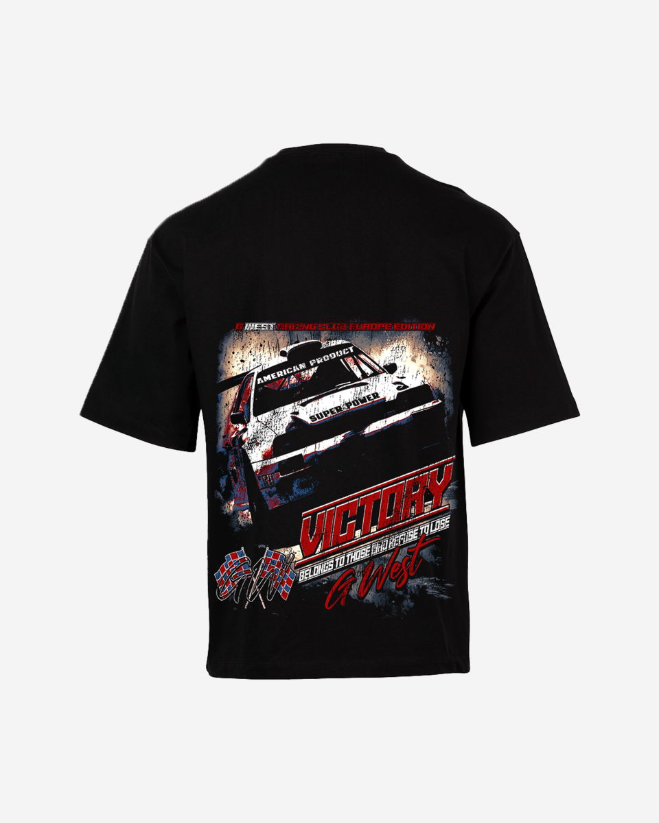 G West Racing Club Double Hit Premium Oversized Tee Front And Back Print