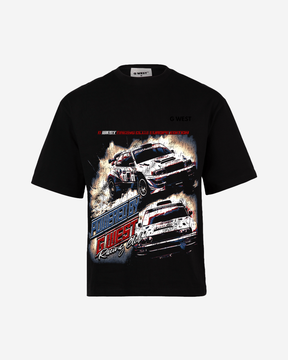 G West Racing Club Double Hit Premium Oversized Tee Front And Back Print