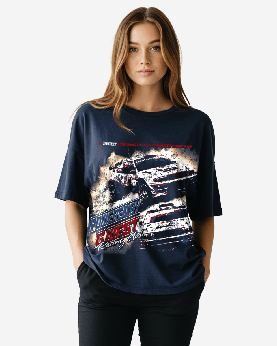 G West Racing Club Double Hit Premium Oversized Tee - WOMEN