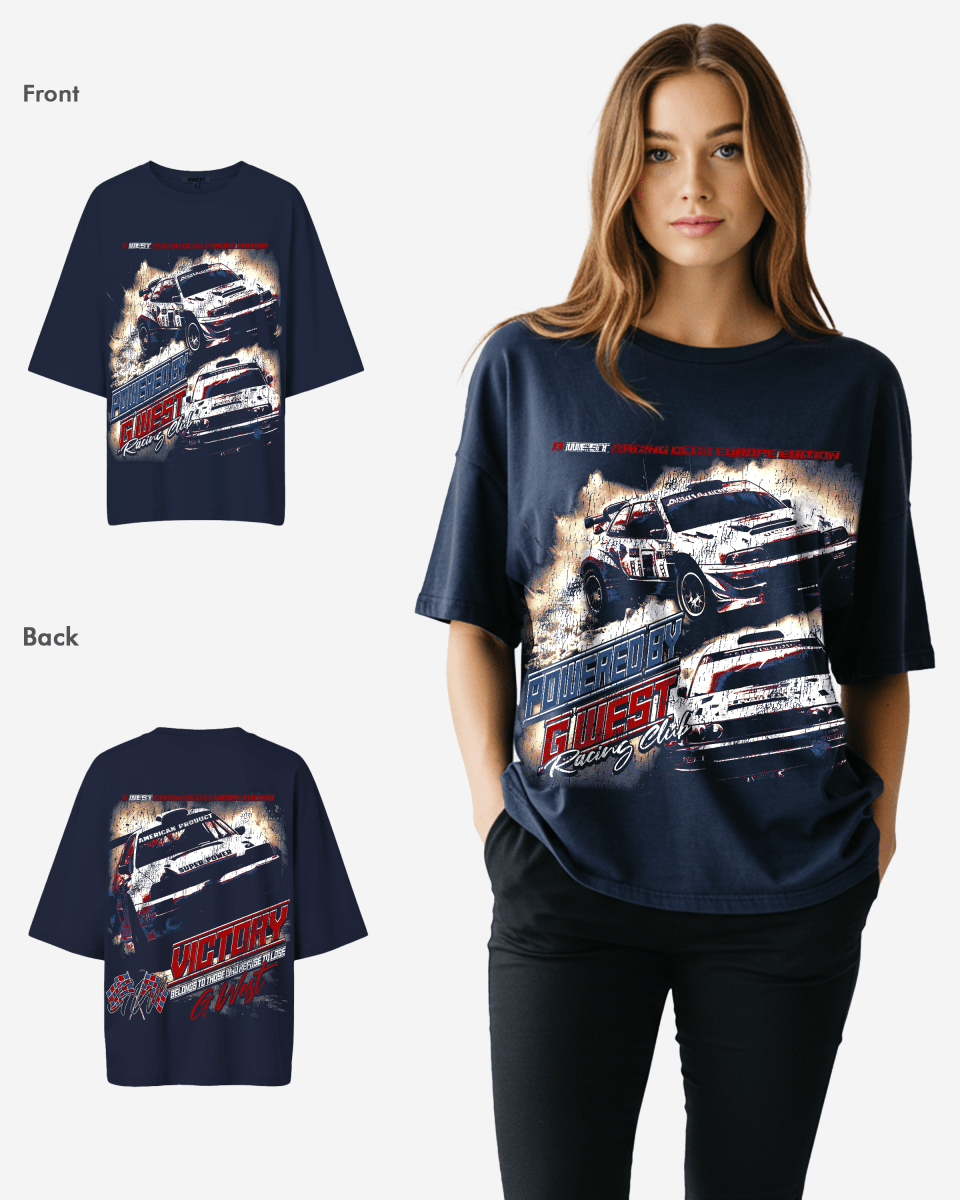 G West Racing Club Double Hit Premium Oversized Tee - WOMEN