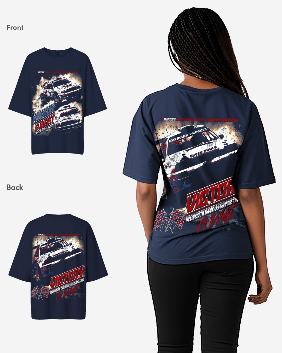 G West Racing Club Double Hit Premium Oversized Tee - WOMEN
