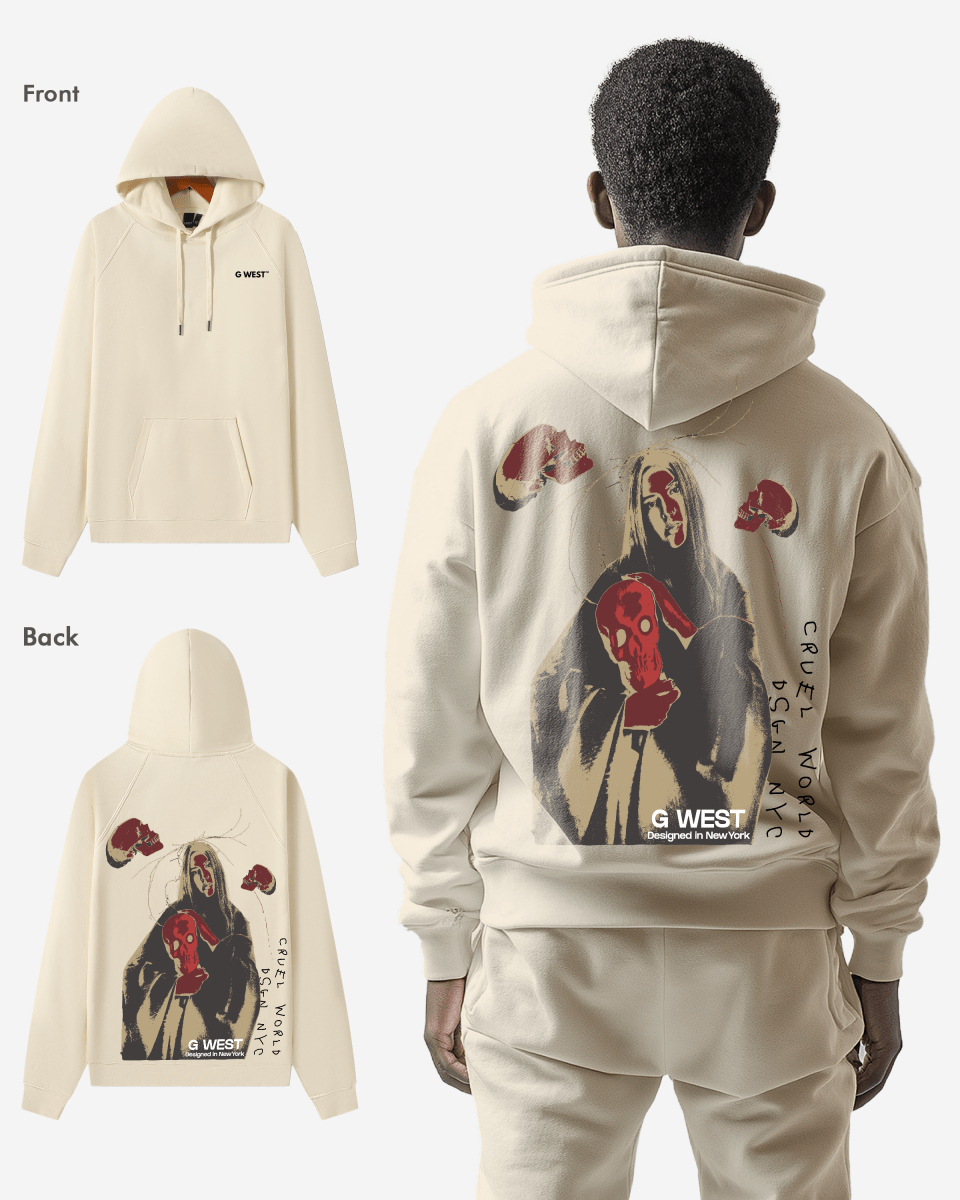 G West Red Skull Heavy Premium Oversized Hoodie